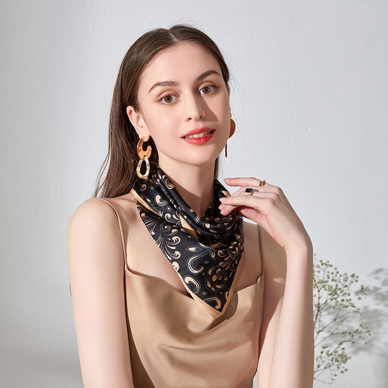 Women's Elegant Color Block Satin Silk Scarf