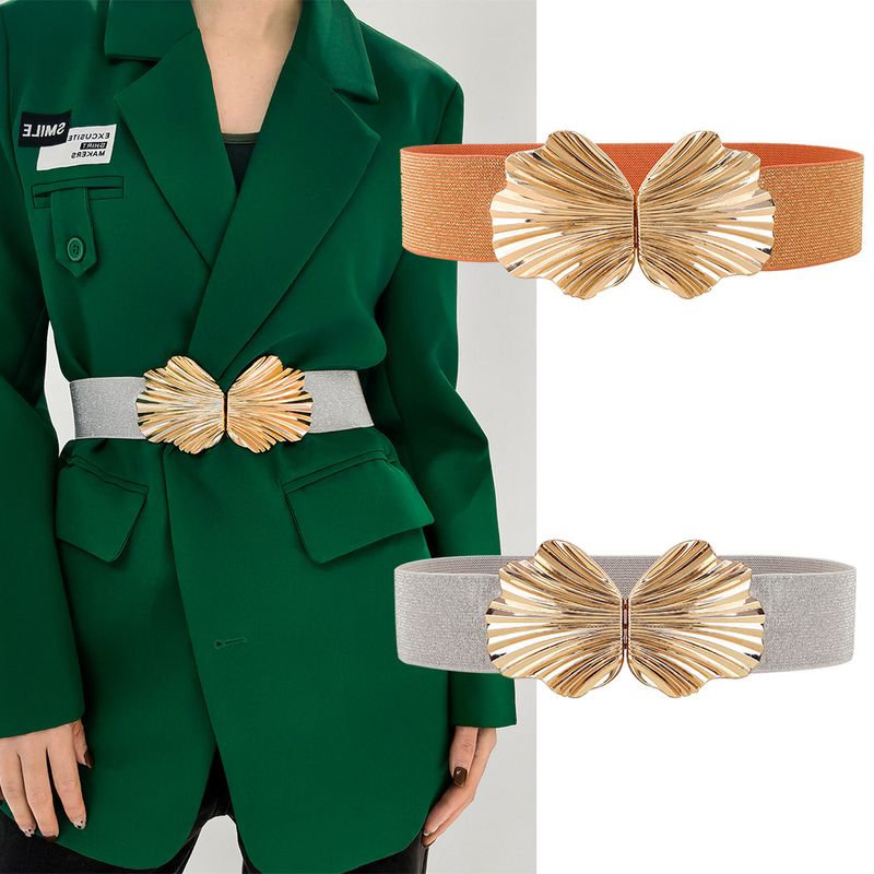 Básico Color Sólido Banda Elástica Mujeres Cinturones De Cuero