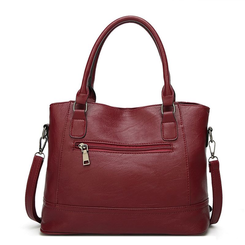 Women's Large Pu Leather Solid Color Streetwear Square Zipper Handbag