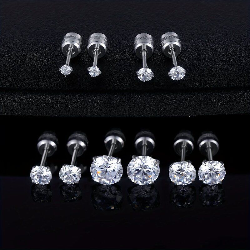 1 Set Simple Style Solid Color Inlay 304 Stainless Steel Zircon 18K Gold Plated Ear Studs