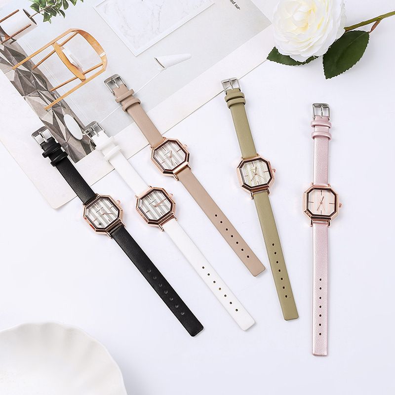 Estilo Clásico Color Sólido Hebilla Cuarzo Relojes De Mujer