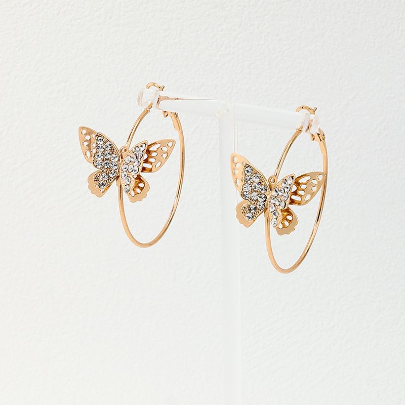 1 Piece Ig Style French Style Simple Style Butterfly Inlay Alloy Rhinestones Earrings