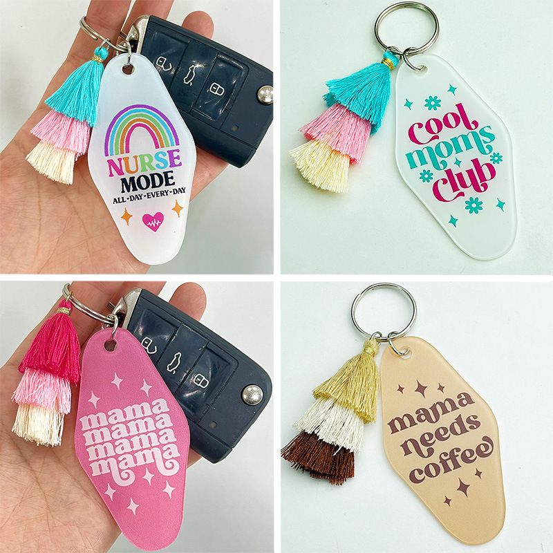 Ethnic Style Letter Tassel Arylic Mother's Day Women's Bag Pendant Keychain