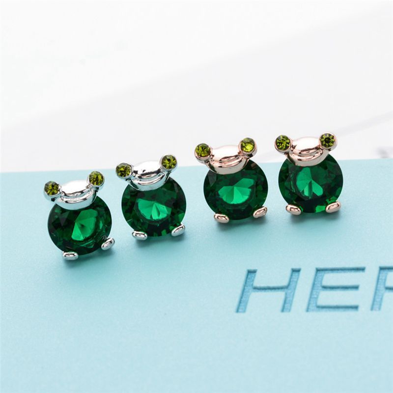 1 Pair Simple Style Classic Style Frog Plating Inlay Copper Zircon Rose Gold Plated White Gold Plated Ear Studs