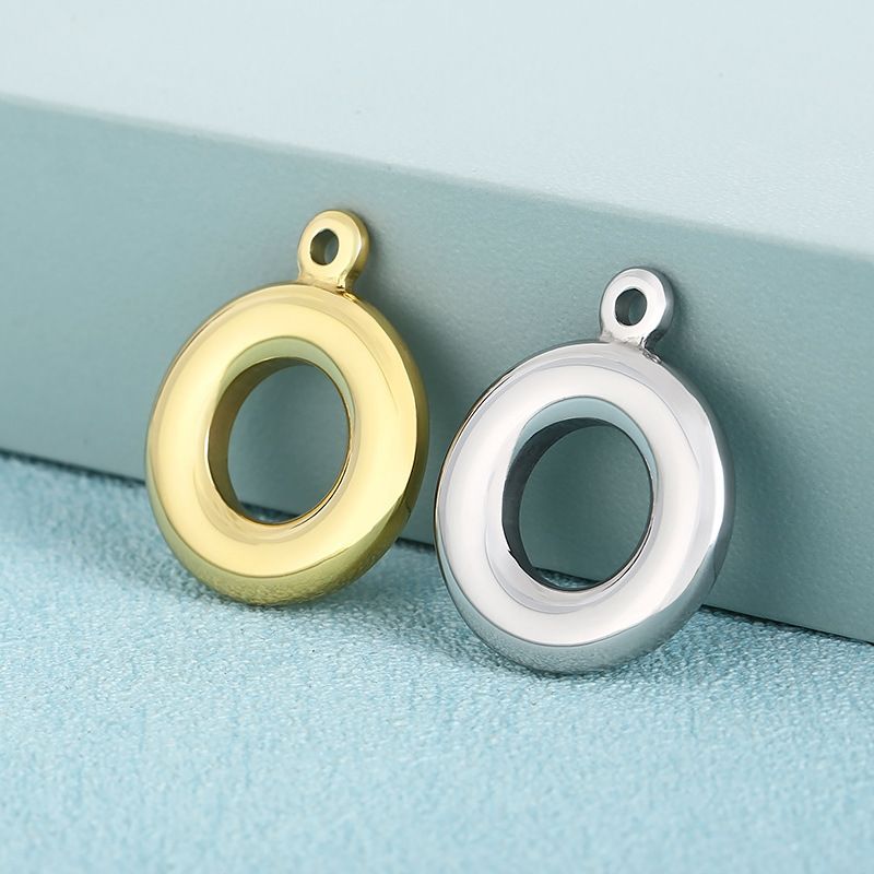 1 Piece Stainless Steel 18K Gold Plated Circle Solid Color