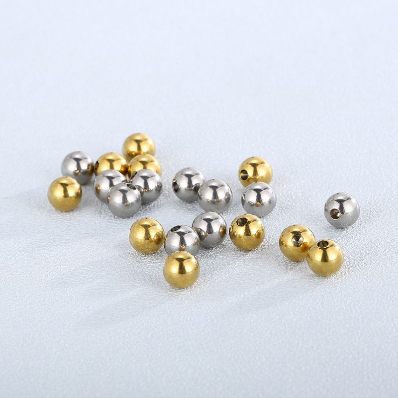 1 Set Diameter 8mm Stainless Steel 18K Gold Plated Round Polished Beads