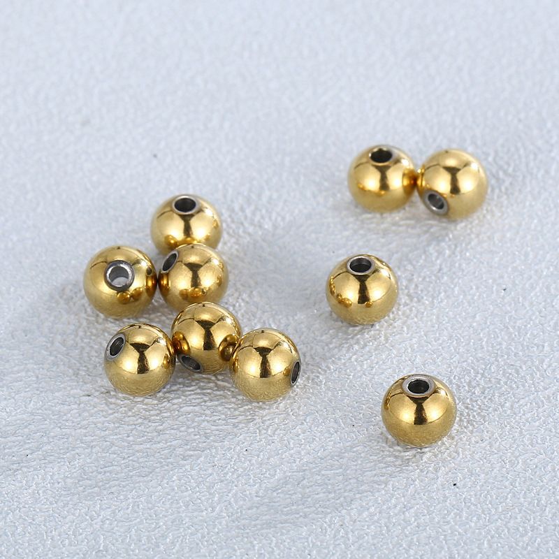 10 Stück Durchmesser 4mm Durchmesser 5mm Durchmesser 8mm Rostfreier Stahl 18 Karat Vergoldet Runden Poliert Perlen