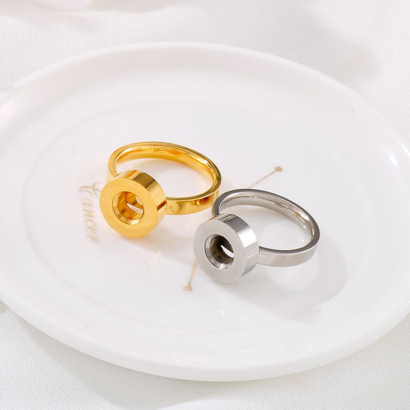 Stainless Steel 18K Gold Plated Simple Style Plating Round Rings
