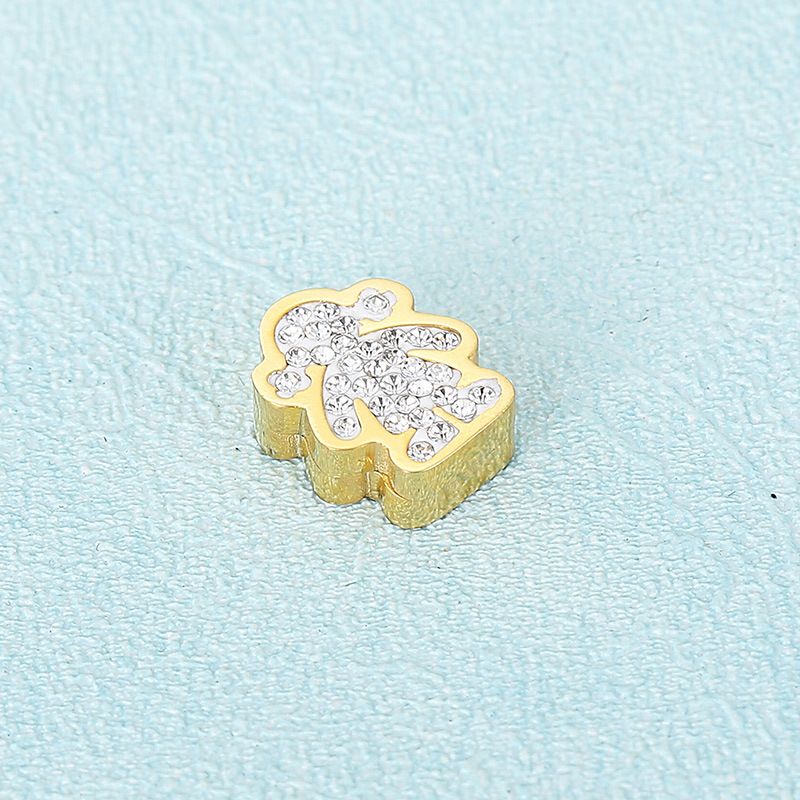 1 Pieza 12x9mm Acero Inoxidable Diamantes De Imitación Chapados en oro de 18k Color Sólido Colgante