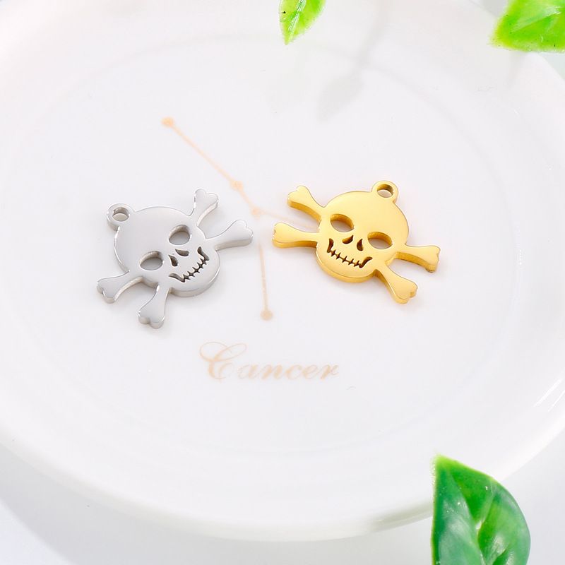 1 Piece Stainless Steel 18K Gold Plated Skull