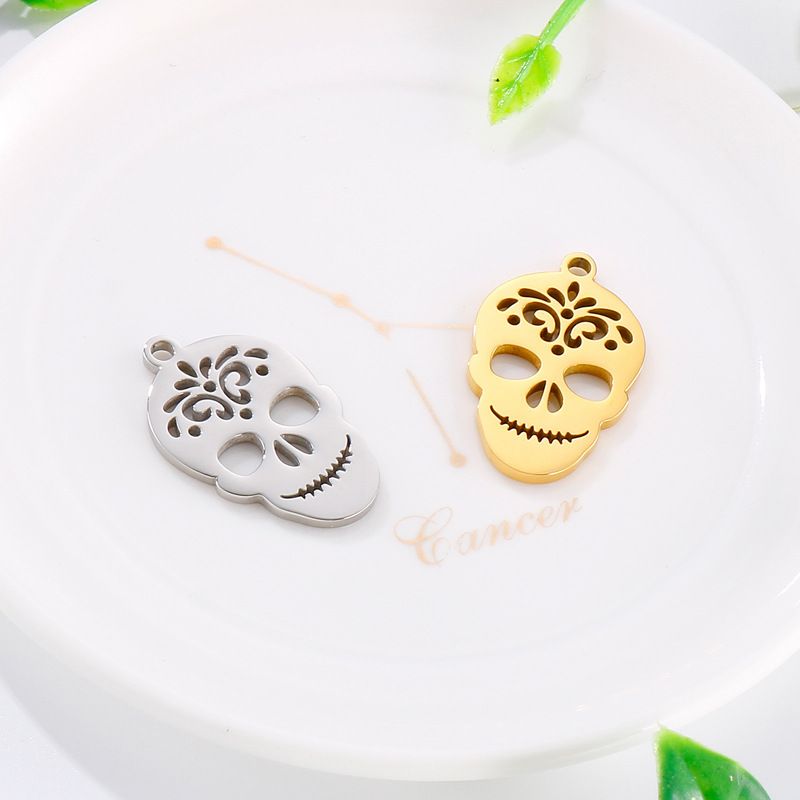 1 Piece Stainless Steel 18K Gold Plated Skull