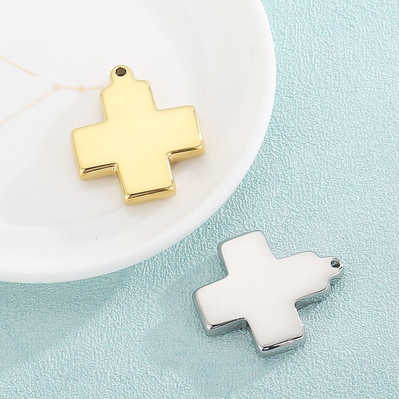 1 Piece Stainless Steel 18K Gold Plated Cross