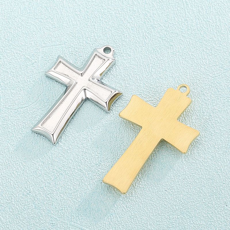 1 Piece Stainless Steel 18K Gold Plated Cross