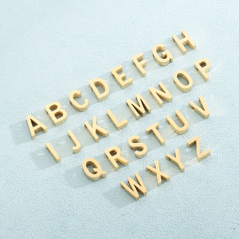 1 Piece Stainless Steel 18K Gold Plated Letter