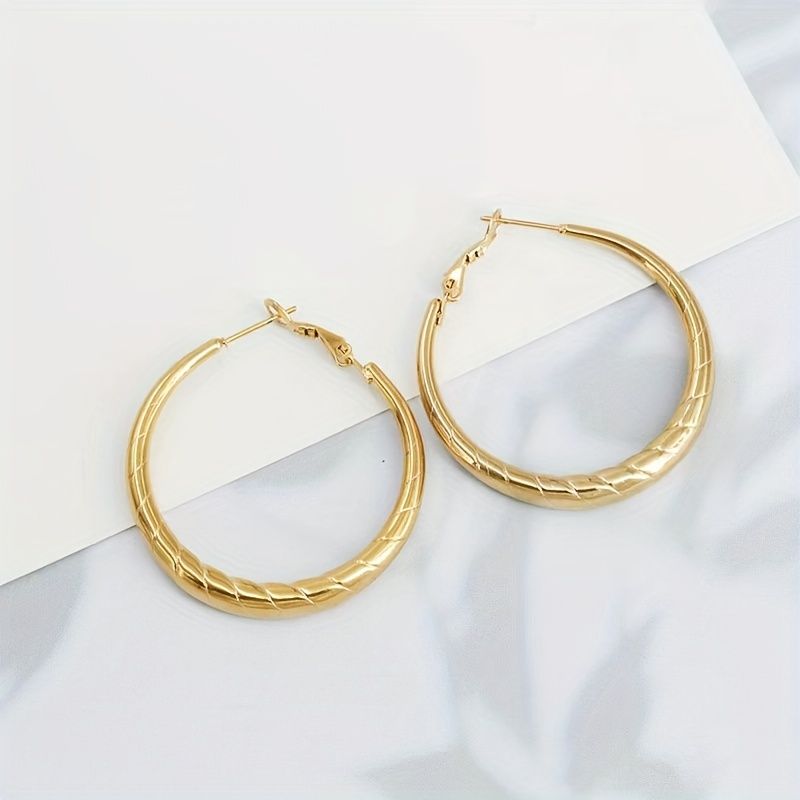 1 Pair Simple Style Round Plating Titanium Steel Gold Plated Earrings