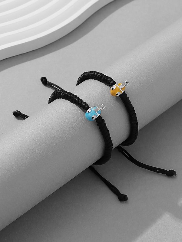 Casual Cute Funny Fish Synthetic Fibre Alloy Knitting Enamel Couple Drawstring Bracelets