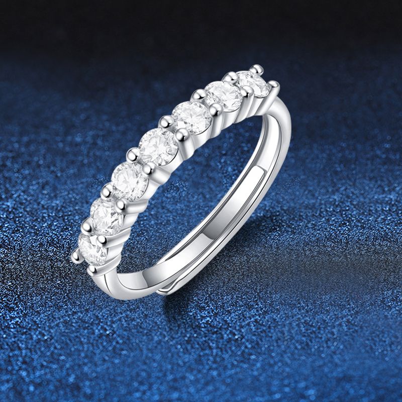 Elegant Luxuriös Klassischer Stil Runden Sterling Silber Gra Überzug Inlay Moissanit 18 Karat Vergoldet Offener Ring