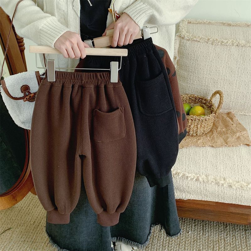 Style Simple Bande Couleur Unie Tricot Côtelé Coton Garçons Pantalon