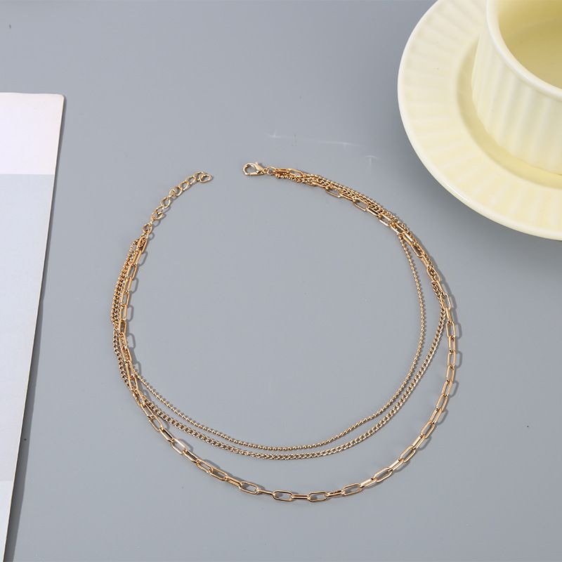 Wholesale Jewelry IG Style Simple Style Solid Color Alloy Iron Plating Three Layer Necklace