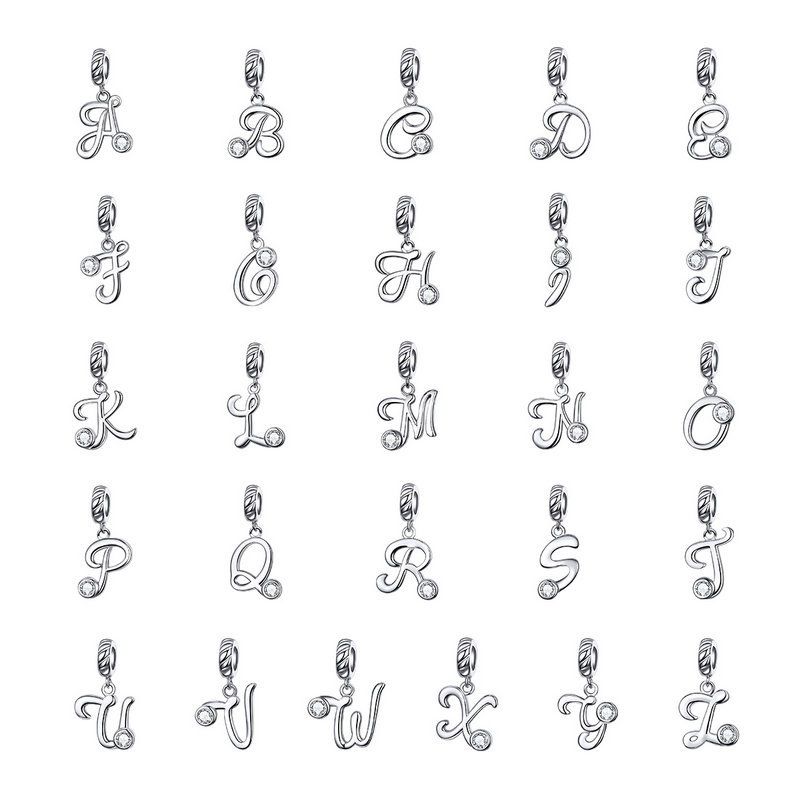 Style Simple Commuer Lettre Argent Sterling Incruster Zircon Charmes