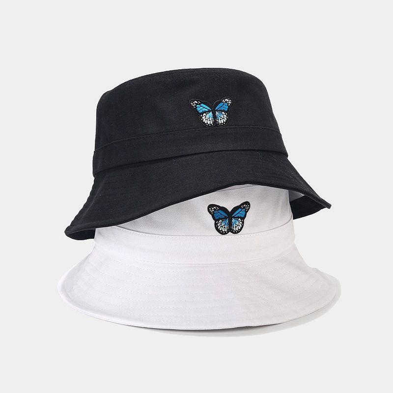Women's Basic Commute Butterfly Embroidery Big Eaves Bucket Hat