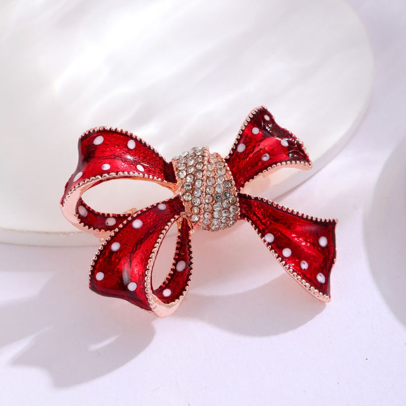 Simple Style Bow Knot Alloy Enamel Plating Inlay Rhinestones Unisex Brooches