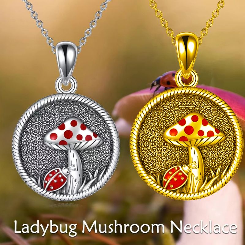 Cute Retro Beetles Mushroom Alloy Enamel Plating Unisex Pendant Necklace