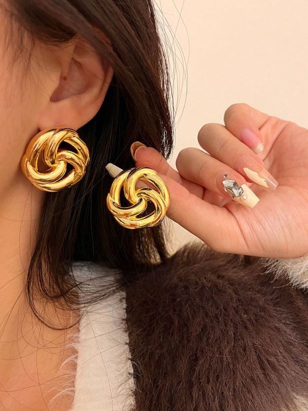 1 Pair Ig Style Retro Geometric Plating Alloy Gold Plated Silver Plated Ear Studs