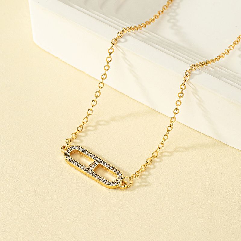 Simple Style Geometric Alloy Zinc Plating Inlay Rhinestones Women's Pendant Necklace