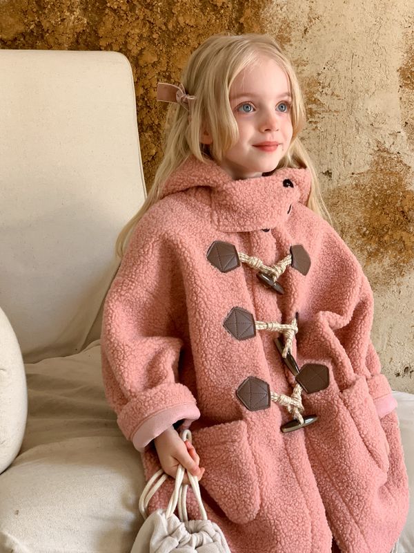 Princess Cute Solid Color Fleece Girls Outerwear