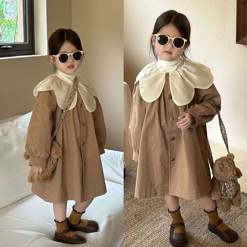Simple Style Classic Style Solid Color Cotton Blend Polyester Girls Outerwear