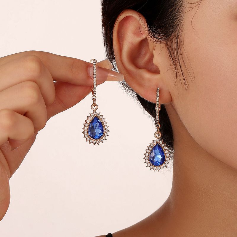 1 Pair Sweet Water Droplets Plating Inlay Alloy Artificial Gemstones Drop Earrings