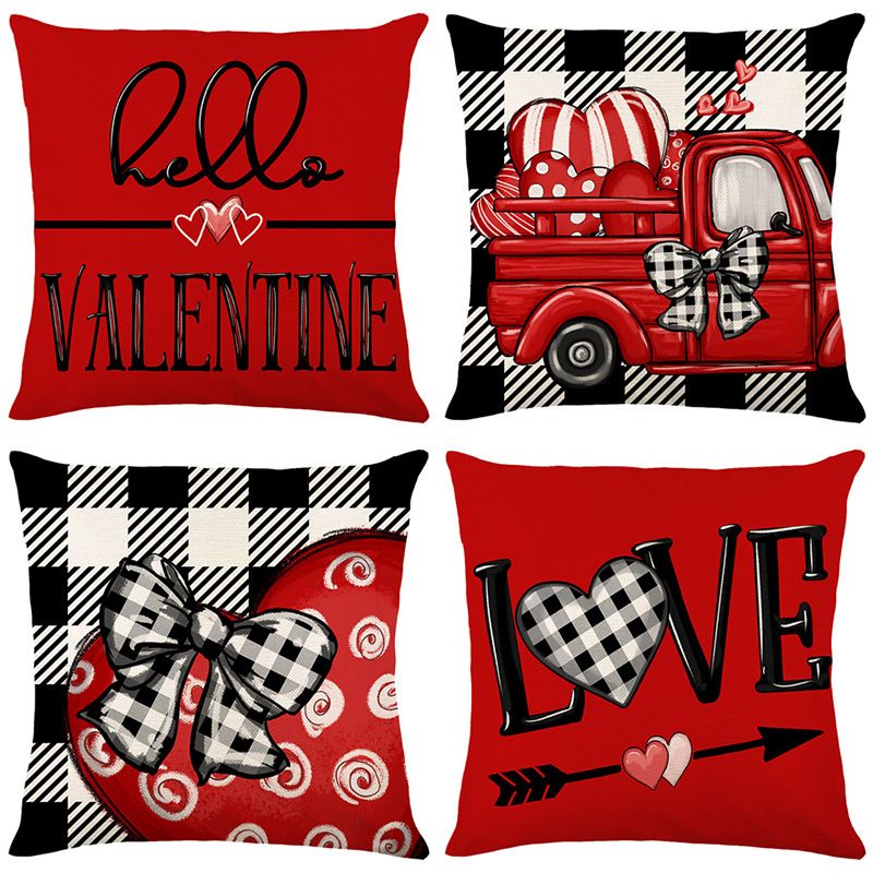 Casual Vacation Letter Heart Shape Linen Pillow Cases