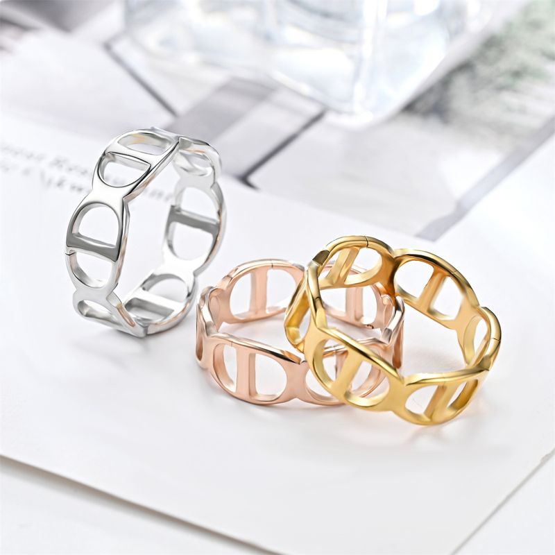 Simple Style Round Titanium Steel Rings
