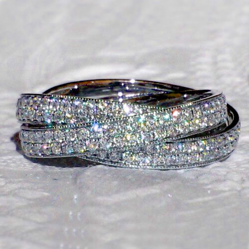 Shiny Geometric Copper Inlay Zircon Rings