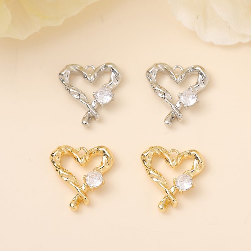 Romantic Heart Shape Copper Plating Inlay Zircon 18k Gold Plated White Gold Plated Valentine's Day Jewelry Accessories