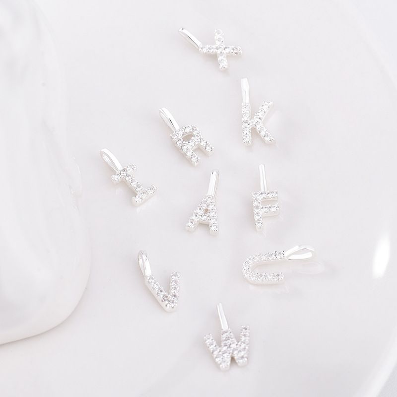 Simple Style Letter Sterling Silver Plating Inlay Zircon Charms Jewelry Accessories