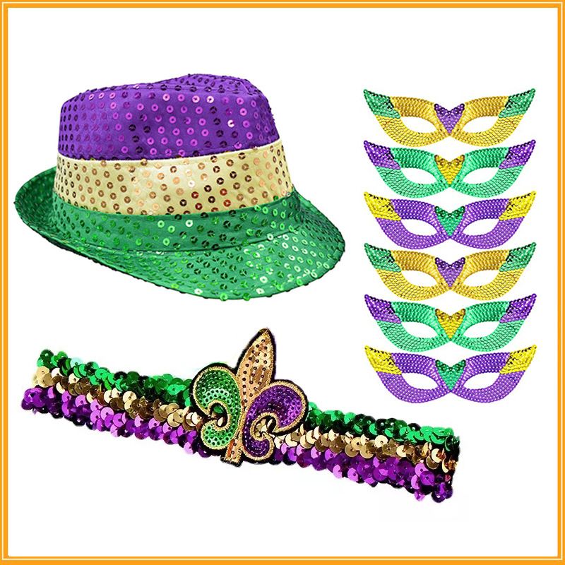 Mardi Gras Classic Style Color Block Cloth Holiday Carnival Decorative Props