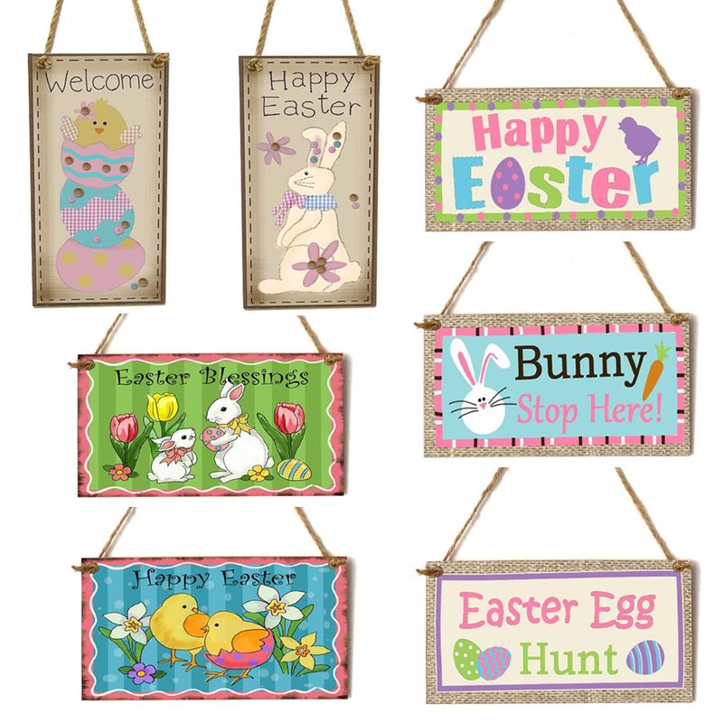 Easter Casual Letter Abstract Wood Party Street Hanging Ornaments