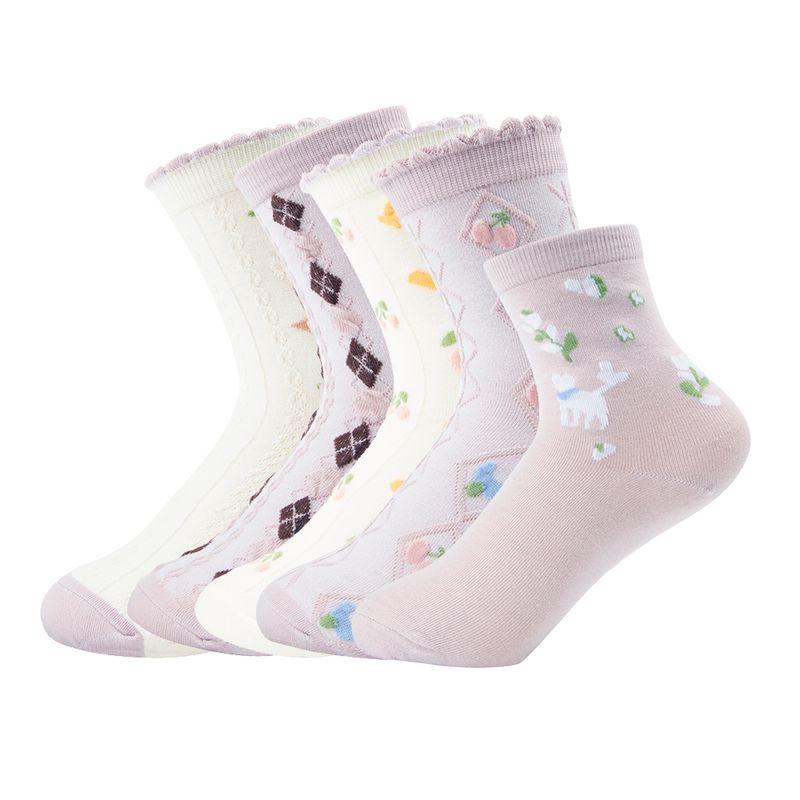 Women's Sweet Pastoral Plant Polyester Crew Socks A Pair