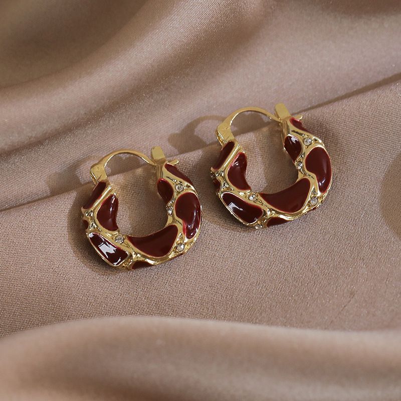 1 Paar Lässig Künstlerisch Pendeln Einfarbig Überzug Inlay Legierung Künstliche Strasssteine Vergoldet Reif Ohrringe