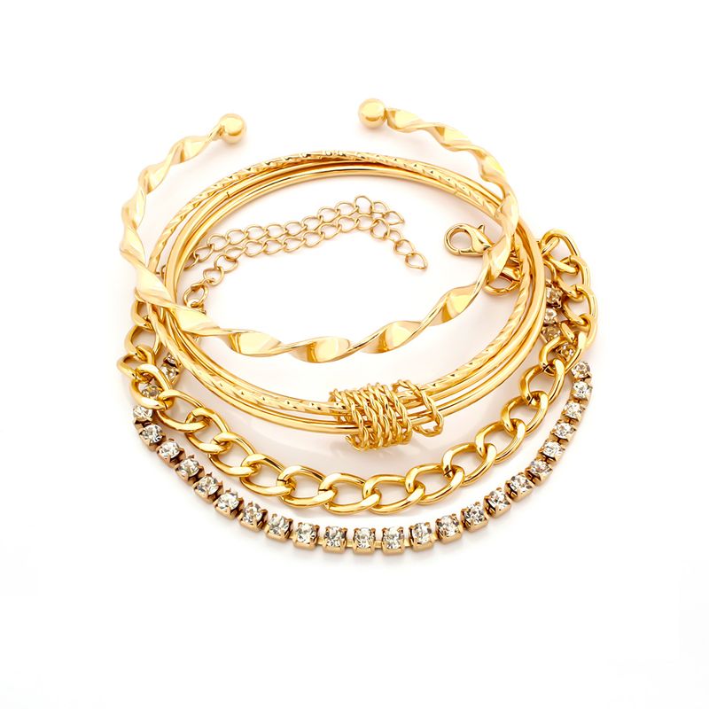 Estilo Ig Retro Estilo Coreano Circulo Aleación Enchapado Embutido Diamantes De Imitación Mujeres Pulsera