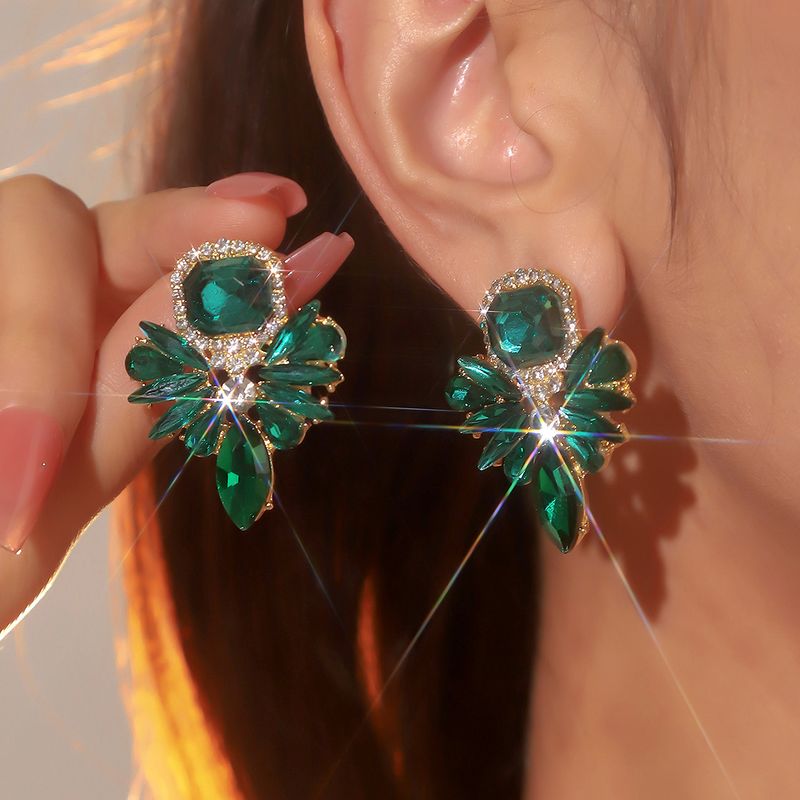 1 Pair Elegant Geometric Inlay Alloy Rhinestones Zircon Drop Earrings