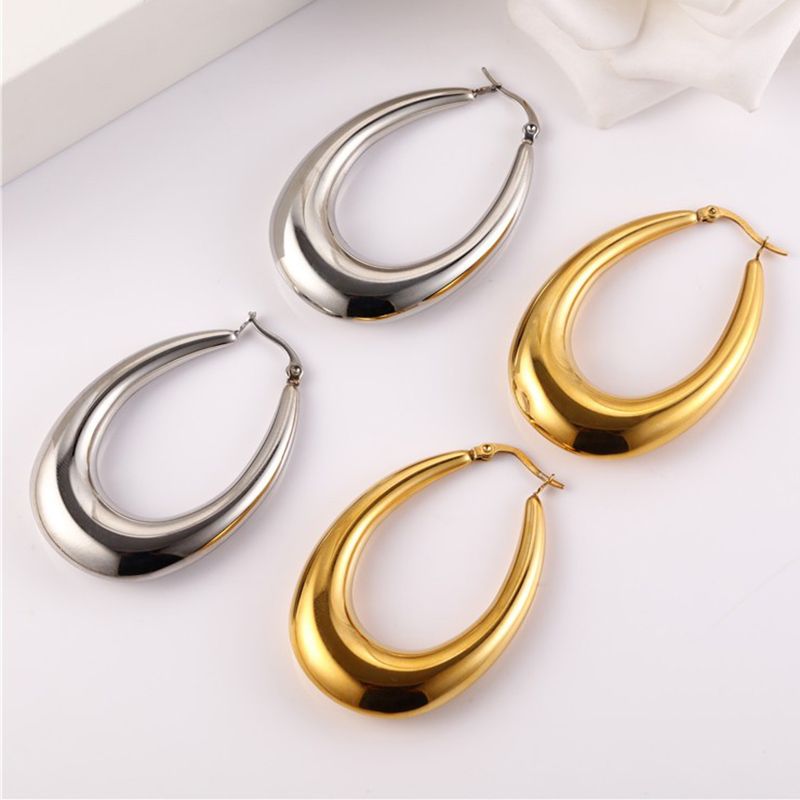 1 Pair Casual Classic Style U Shape Plating 304 Stainless Steel 14K Gold Plated Hoop Earrings