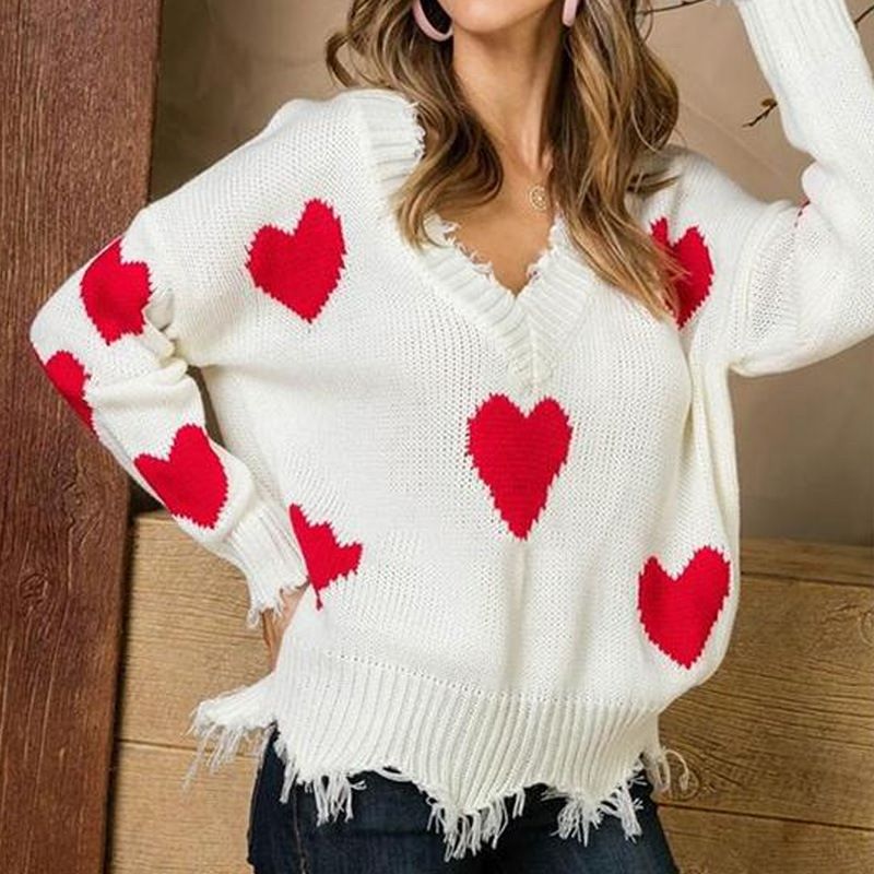 Women's Sweater Long Sleeve Sweaters & Cardigans Elegant Heart Shape