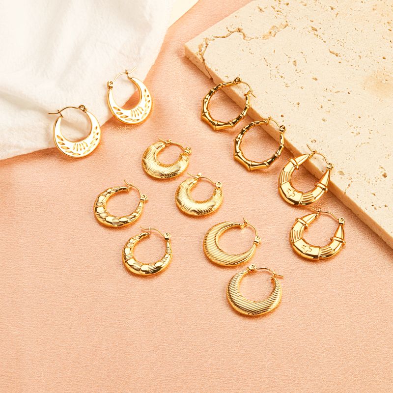 1 Pair Casual Classic Style Commute U Shape Twist Plating 304 Stainless Steel 18K Gold Plated Earrings