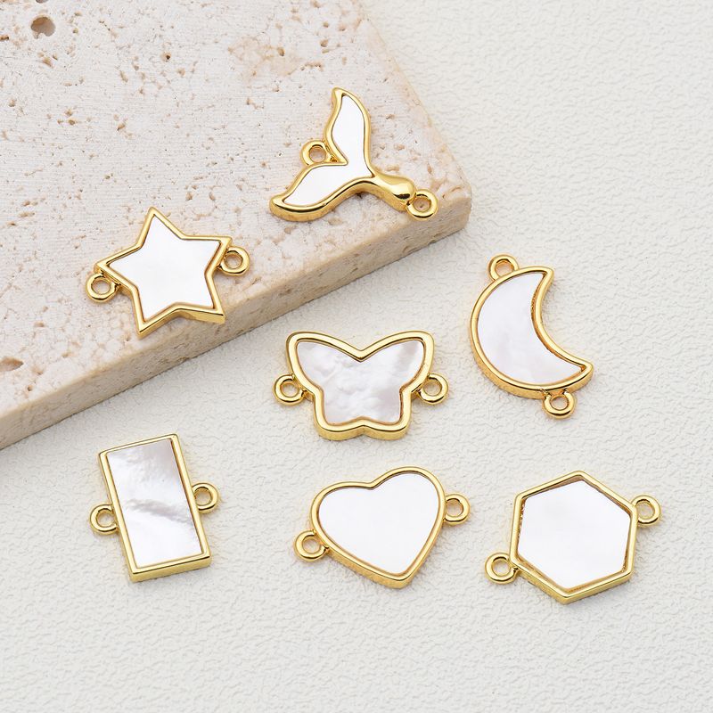 Ig Style Star Moon Fish Tail Copper Plating 18k Gold Plated Charms