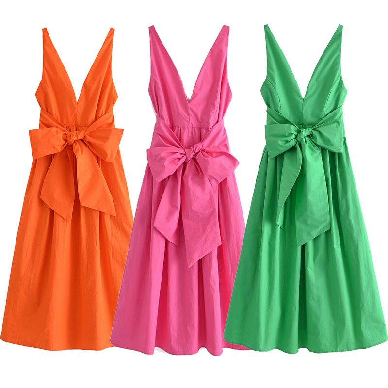 Women's Regular Dress Streetwear V Neck Sleeveless Solid Color Maxi Long Dress Holiday Street