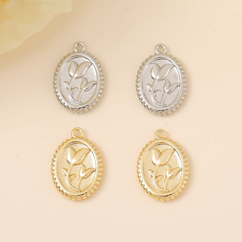 Elegant Retro Round Flower Copper Plating Copper 18k Gold Plated White Gold Plated Jewelry Accessories