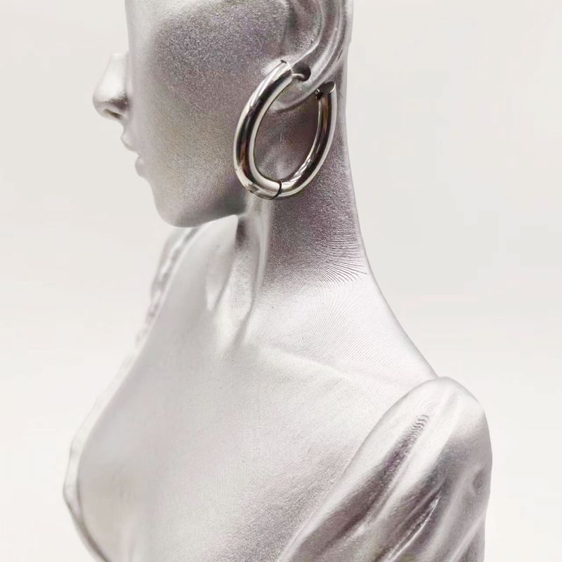 1 Pair Simple Style Solid Color Stainless Steel Earrings